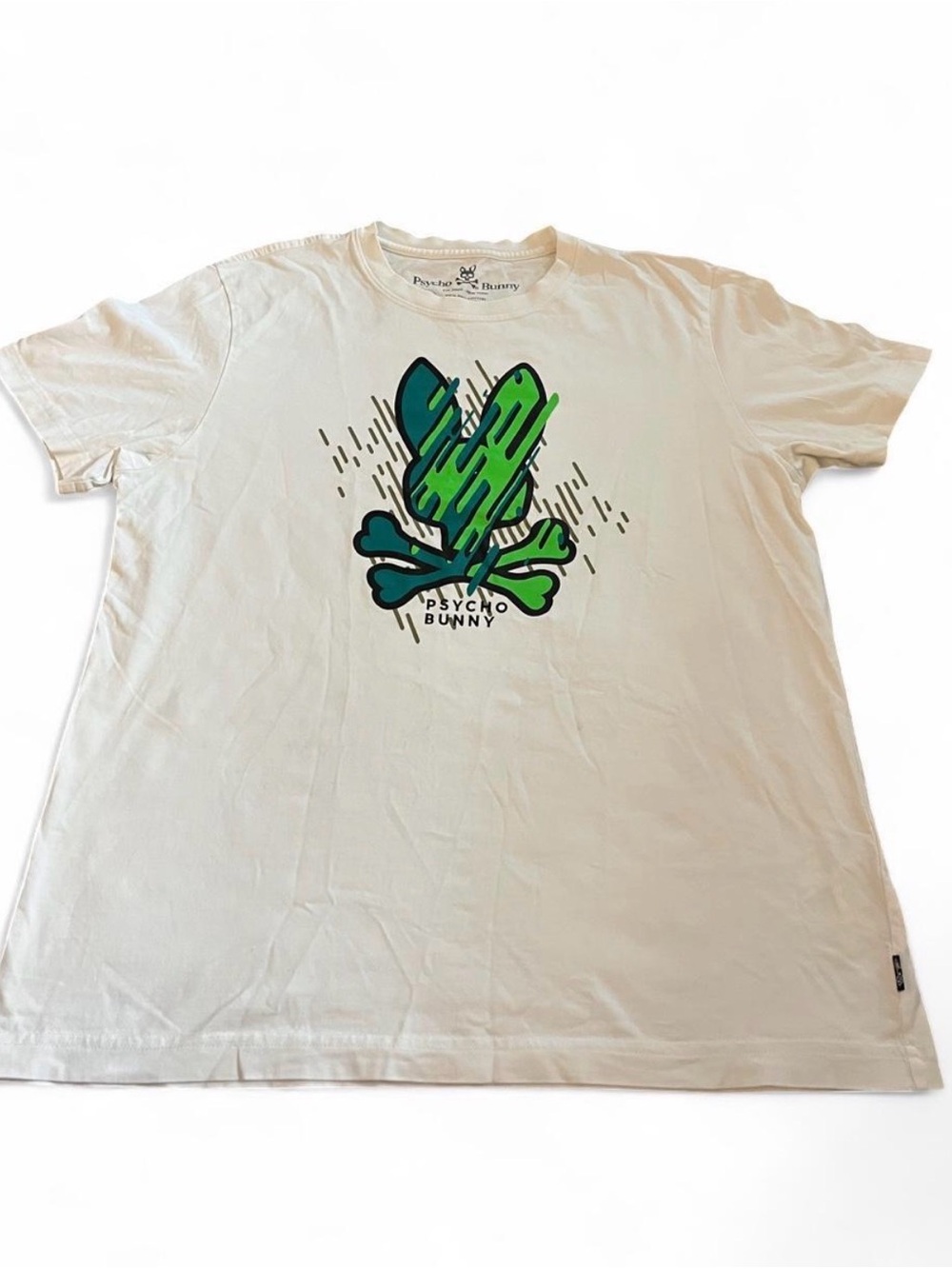 Men’s Psycho Bunny Carson Printed Tee Graphic Logo Green/White Size S